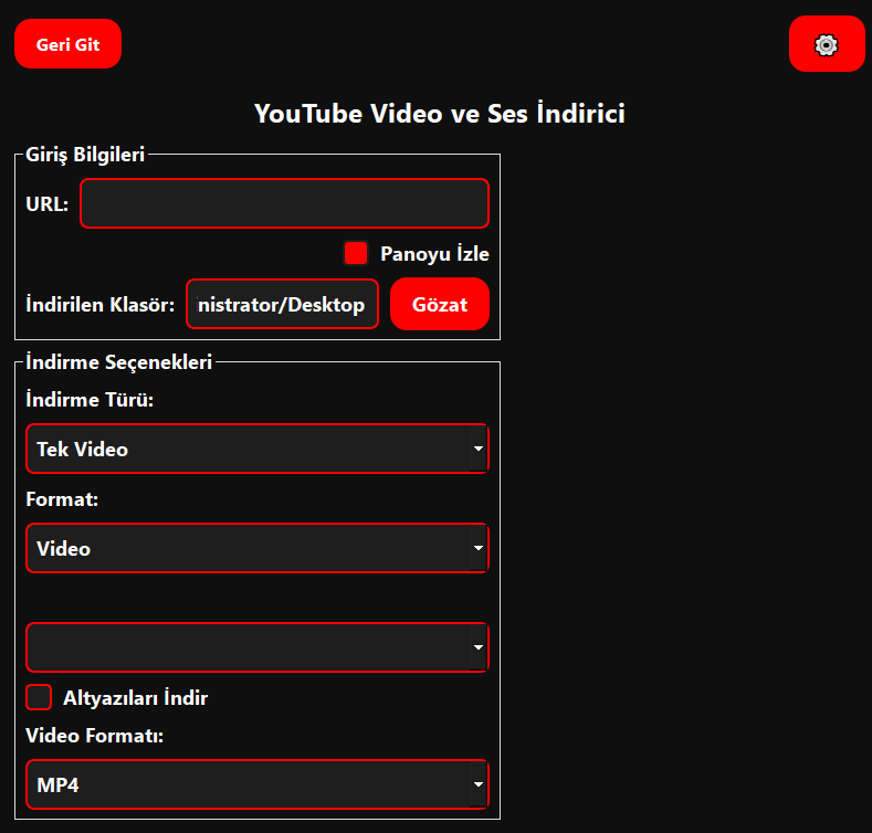 YouTube URL input